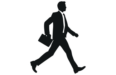 Silhouettes of business people run vector, silhouette of worker or businessmen in suit running
