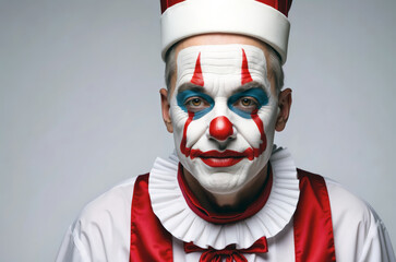 Pantomime artist clown portrait on isolated background

