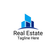 real estate logo in blue color