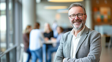 Leadership, business man boss and corporate director working with vision, success and motivation in company office. Portrait of senior executive ceo, happy professional entrepreneur and smile manager