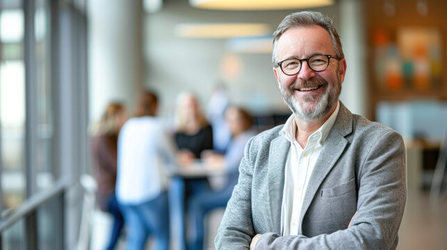 Leadership, business man boss and corporate director working with vision, success and motivation in company office. Portrait of senior executive ceo, happy professional entrepreneur and smile manager