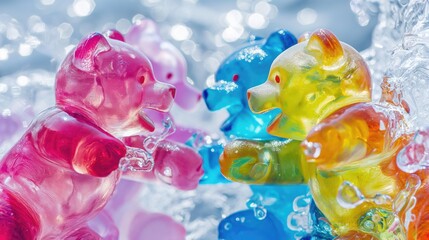 Background of colored jelly bears - obrazy, fototapety, plakaty