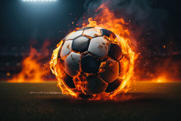Fototapeta premium soccer ball in fire 