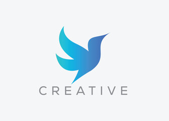 Creative and minimal bird vector logo design template. Dove Flying logo. Pigeon vector