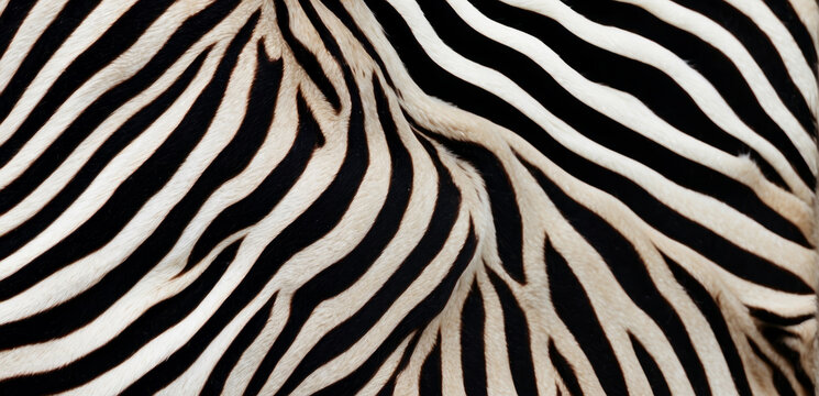 Trendy zebra skin pattern background . Animal fur, texture background for Fabric design, wrapping paper, textile and wallpaper, extra wide