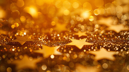 glittering stars on golden background
