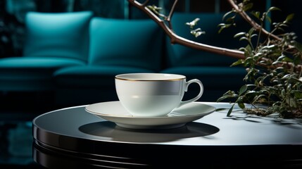 Obraz na płótnie Canvas A classic porcelain teacup, its timeless elegance and simple design presented against a pristine whi