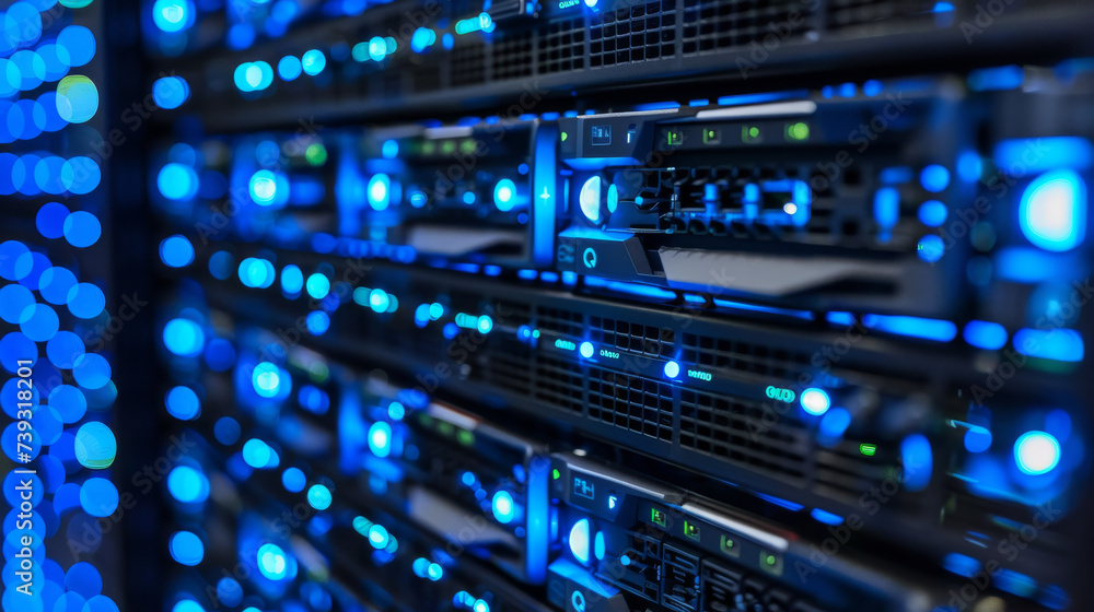 Aufkleber server racks with security interface, data protection and network safety