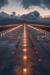 Fototapeta premium airport runway, dark colors 