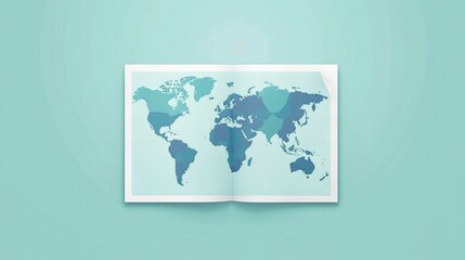 Global News, Flat Illustration Featuring a Newspaper and World Map, Symbolizing Worldwide Coverage and Connectivity.