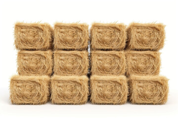 stack of hay bales isolated on white background