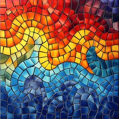 Mosaic Symphony: Vibrant Colors in Mosaic Tile Background, Hand Edited Generative AI
