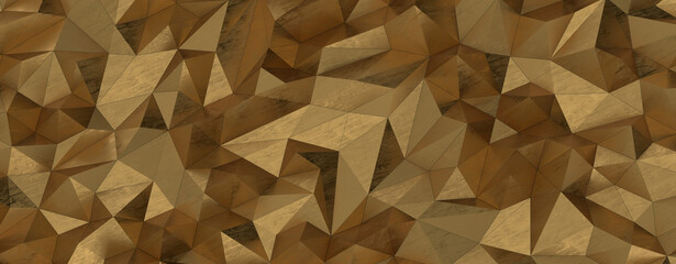 Obraz premium Gold Polygon Background 3D Rendering