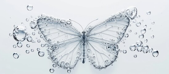 Graceful water butterfly with delicate wings hovering in the air, symbolizing beauty and transformation