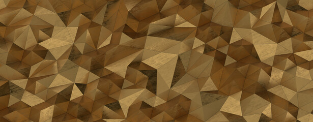 Obraz premium Gold Polygon Background 3D Rendering