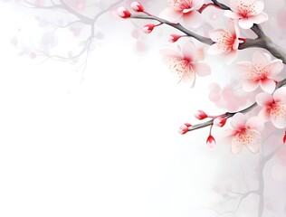 top view of chinese new year background with flower oranament and red background