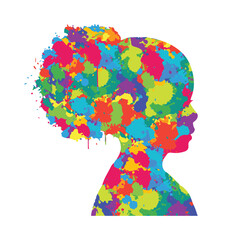 Splash painting with a feminine side profile