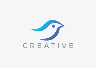 Obraz premium Creative and minimal bird vector logo design template. Dove Flying logo. Pigeon vector
