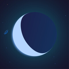 Moon phase with stars and galaxy. Astronomy vector illustration. Space wallpaper and background