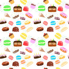 Bright and cheerful birthday party invitation with colorful elements. Vector illustration.