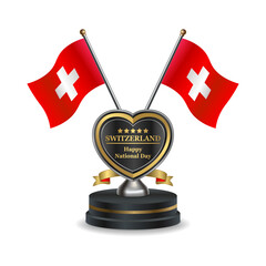 Switzerland flag in a stand on table transparent background. Vector Illustration