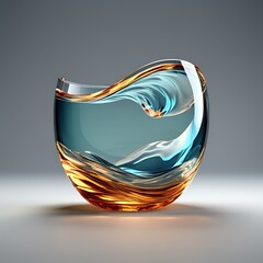 3d glass of abstract shape in the form of a wave illustration of 3d render