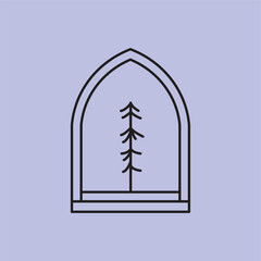 logo tree line art illustrations design