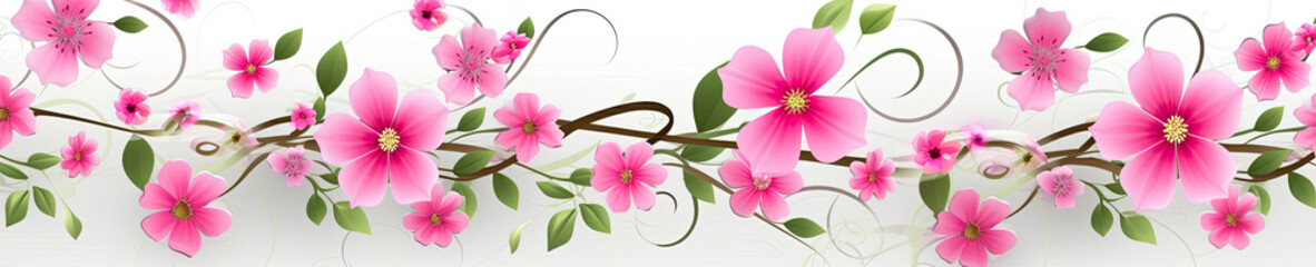 Pink Flowers on White Wall