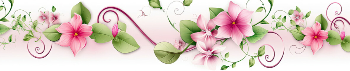 Pink Flowers Painting on White Background