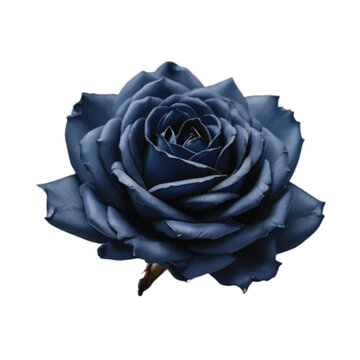 single navy blue rose isolated on white background