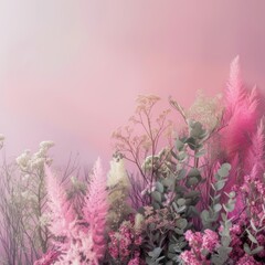 Obraz premium plants with calm pink background