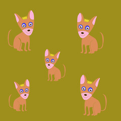 Ornament  colored cat king  . Hand drawn.