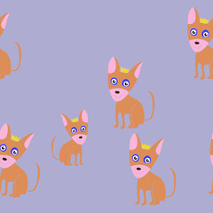 Horizontal arrangement  colored cat king  . Hand drawn.