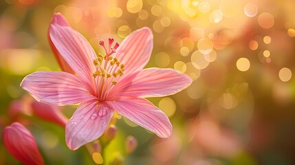 Pink Lily in Golden Sunlight