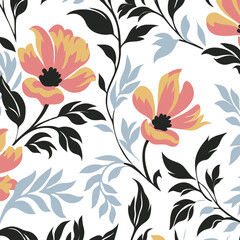 floral seamless pattern, pattern, flower pattern, geometric pattern, diagonal pattern, floral, flower, seamless, design, ornament, vector, decoration, art, wallpaper, leaf, illustration, black, style,