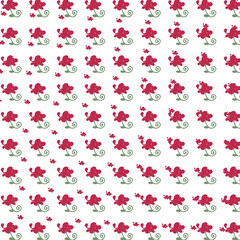 seamless pattern with roses. Different colorful characters. Cartoon style. Flat design. Suitable for printing and design industry etc. Transparant background
