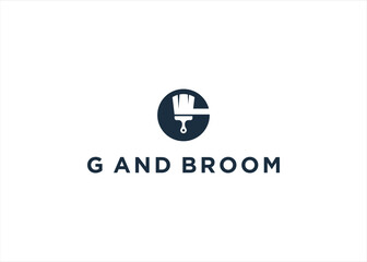Initial Letter G Broom logo design vector illustration