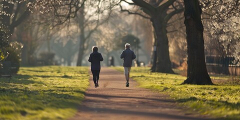 elderly couple jogging Generative AI