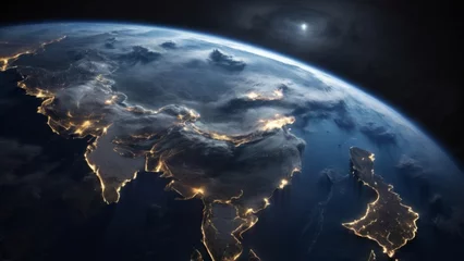 Crédence de cuisine en verre imprimé Pleine Lune arbre View of Earth from space