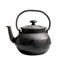Cast old iron kettle isolated on a white background. High-resolution