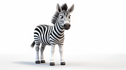 Foto op Aluminium zebra isolated in white background 3d cartoon © Surasri