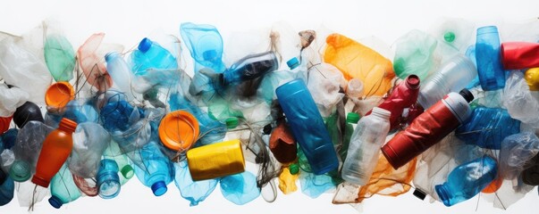 A lot of plastic bottles and other plastic waste materials. Water pollution theme by plastic material