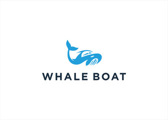 Creative Whale Boat logo design vector illustration