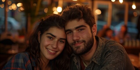young couple in love in a cafe Generative AI - obrazy, fototapety, plakaty