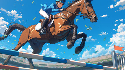 障害馬術の競技シーン