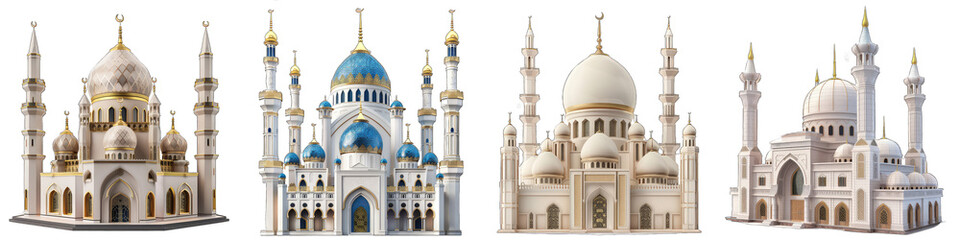 Fototapeta na wymiar Mosque Ramadan Hyperrealistic Highly Detailed Isolated On Transparent Background Png File