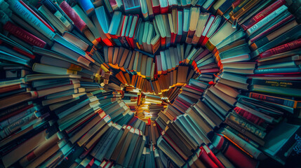 books in heart shape