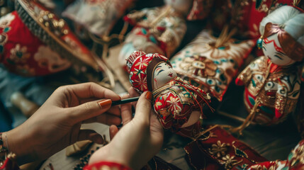 Fototapeta premium hand making dolls, cultural ornaments
