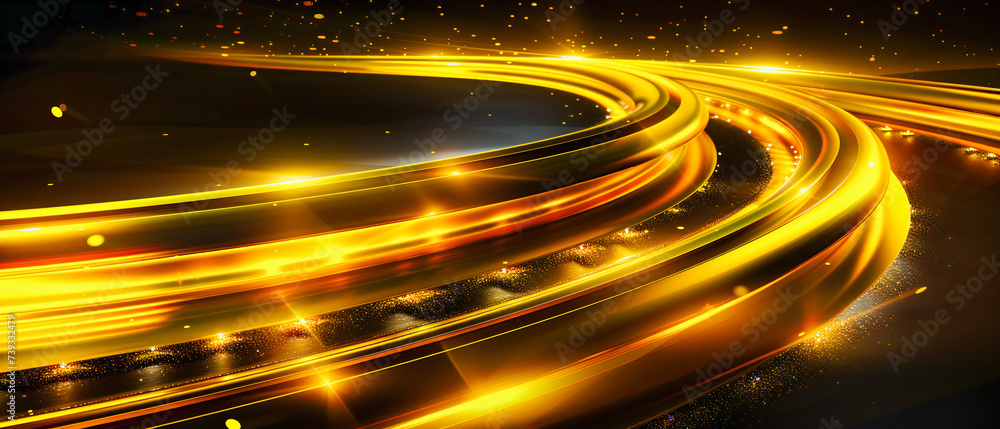 Poster the dynamic flow of light on a highway, where speed and motion blur together in a vivid depiction of