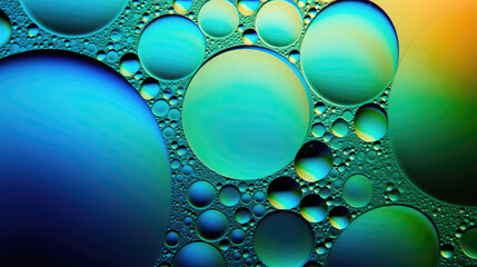 Colorful green, blue, yellow abstract background made of round figures, bubbles